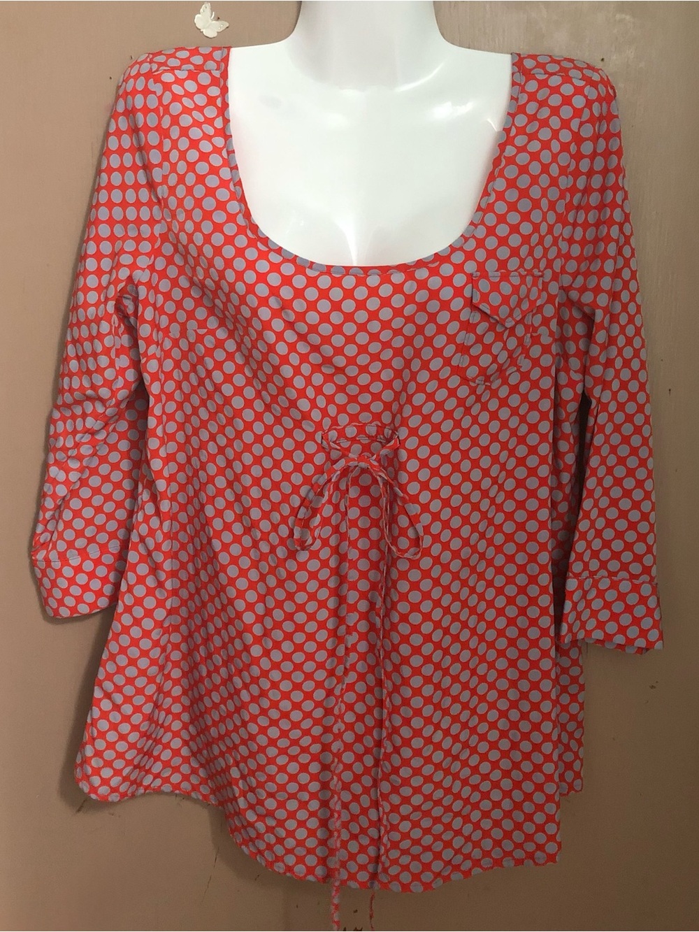 GapMaternity Coral and White Polka Dot Scoop Neck Tunic Size S